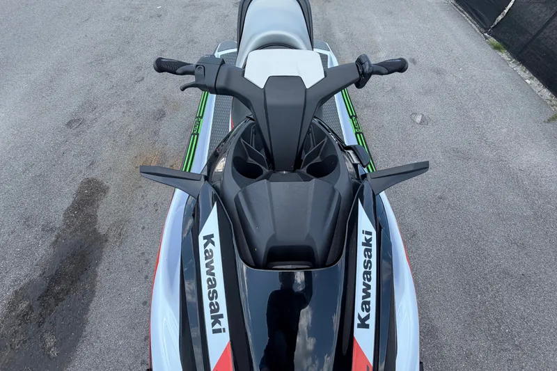 Slide: The Image of 2024 Kawasaki Jetski STX 160X, top view, showcasing handlebars and sleek design. - 24