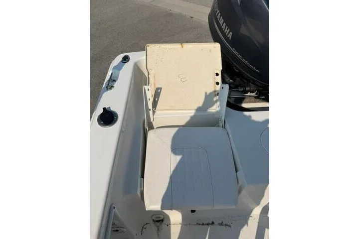Slide: The Image of 2012 Sea Hunt Triton 177 boat seat and Yamaha motor detail. - 15