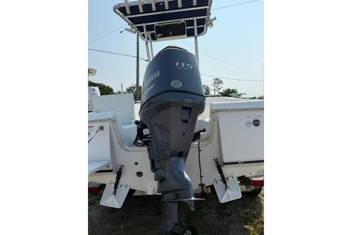 Slide: The Image of 2012 Sea Hunt Triton 177 boat with Yamaha 115 outboard motor, rear view. - 10