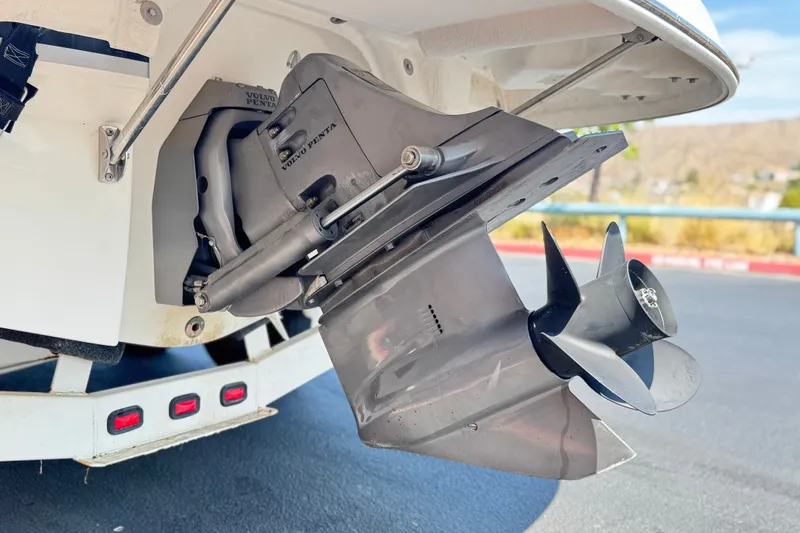 Slide: The Image of Close-up of a 2004 Chaparral Sunesta 212 boat's Volvo Penta outdrive and propeller. - 8