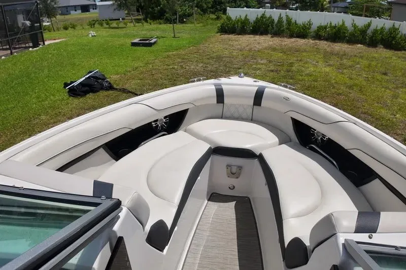 Slide: The Image of 2018 Regal 2300 Bowrider boat interior with plush seating and modern design. - 19