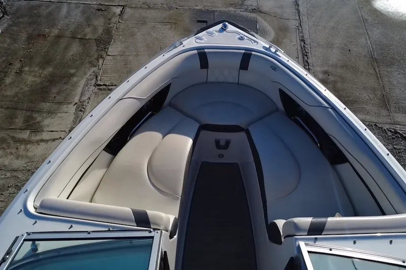 Slide: The Image of 2018 Regal 2300 Bowrider boat interior with spacious seating and sleek design. - 11