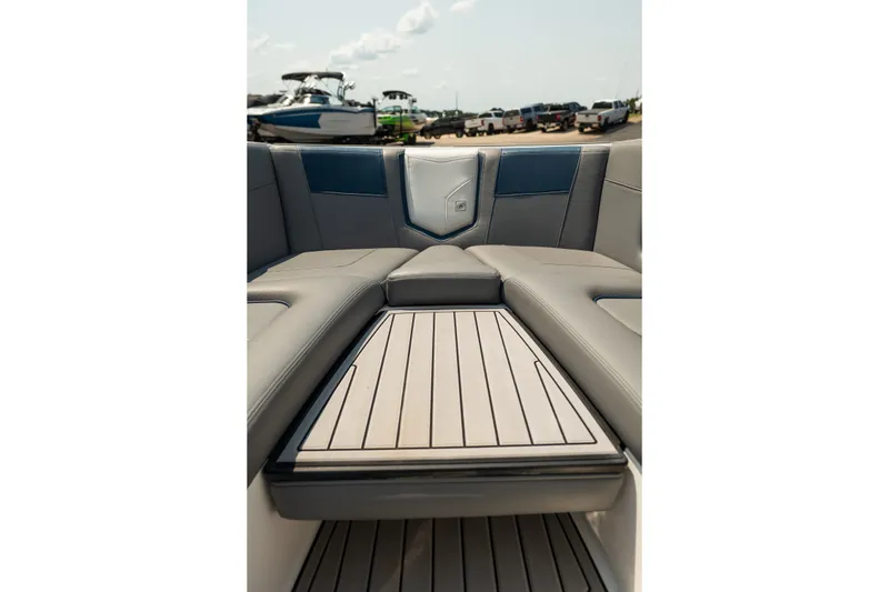 Slide: The Image of 2019 Nautique Super Air Nautique G23 interior with sleek seating and deck design. - 41