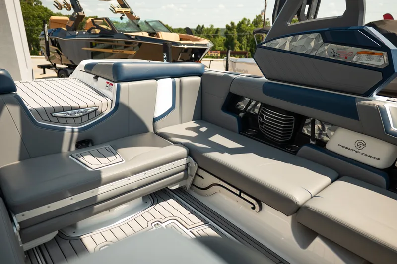 Slide: The Image of 2019 Nautique Super Air Nautique G23 interior with luxurious seating and modern design. - 38