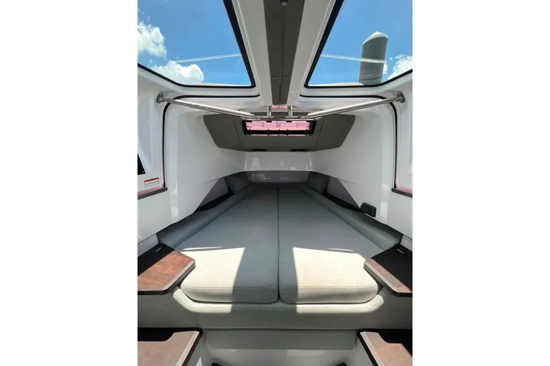 Slide: The Image of Interior cabin of 2023 Axopar Brabus 37 Sun-Top with skylight and modern design. - 18
