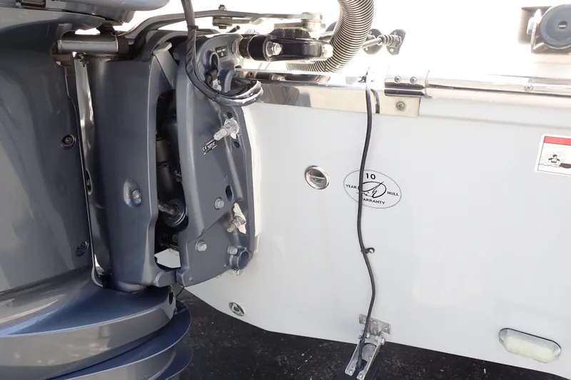 Slide: The Image of 2019 Sailfish 245 DC boat engine and hull warranty sticker. - 113