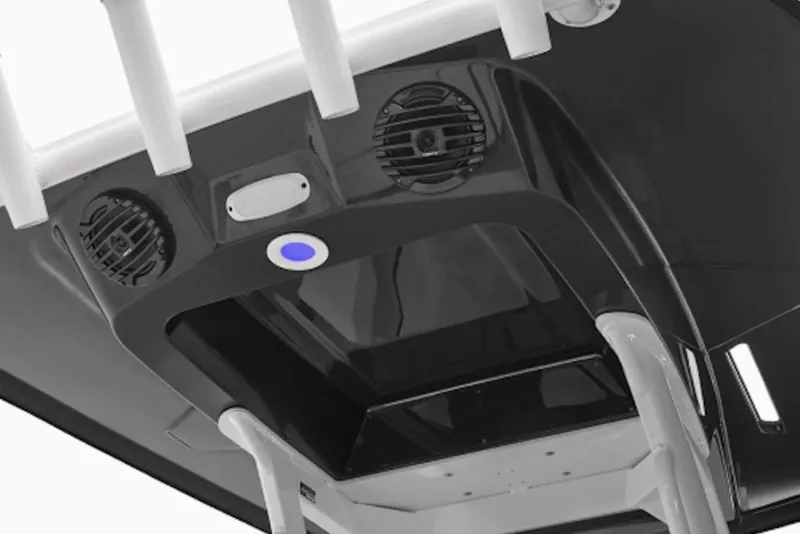 Slide: The Image of 2026 Yamaha Boats 252 FSH Sport T-top with integrated speakers and lighting. - 5