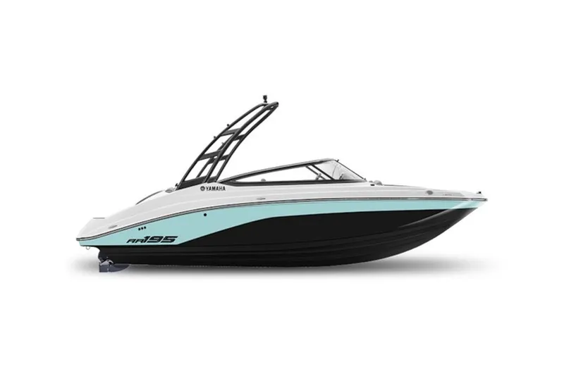 The Image of 2026 Yamaha Boats AR195, sleek design, side view, black and white hull. - 0