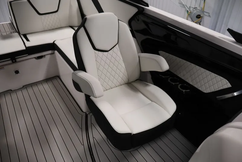 Slide: The Image of Luxurious interior of 2026 Yamaha Boats 252SD with elegant seating and modern design. - 29