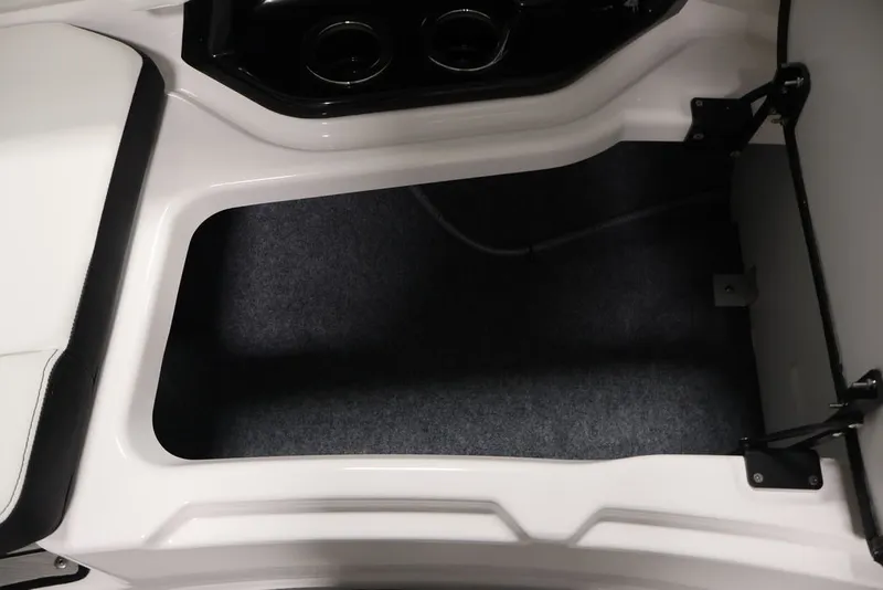 Slide: The Image of Interior storage compartment of 2026 Yamaha Boats 252SD, featuring sleek design and ample space. - 24