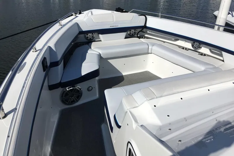 Slide: The Image of Manufacturer Provided Image: 2022 Formula 380 Super Sport Crossover OB boat interior with white seating. - 17