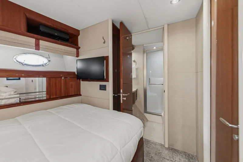 Slide: The Image of Luxurious cabin interior of 2006 Lazzara 84 Flybridge yacht with modern amenities. - 66