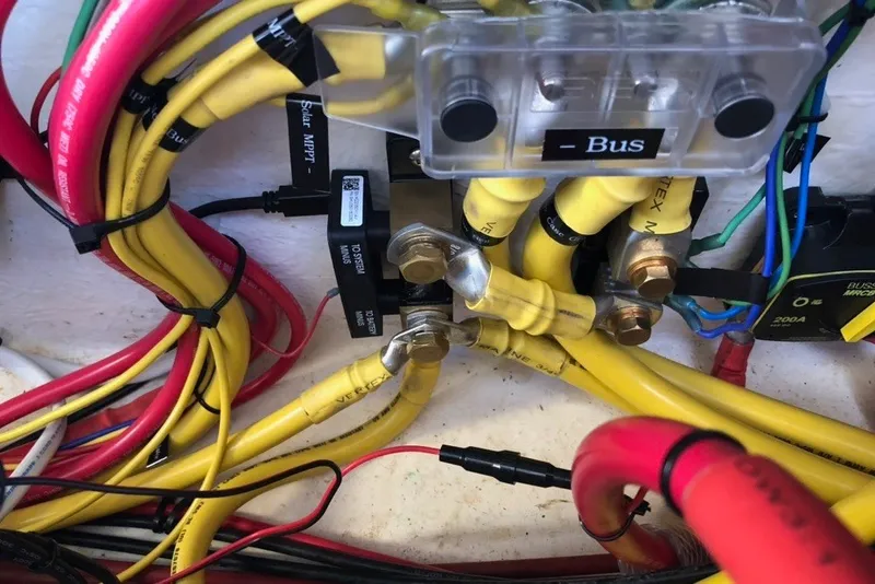 Slide: The Image of Electrical wiring and bus connections in a 2000 St Francis 44 model. - 42