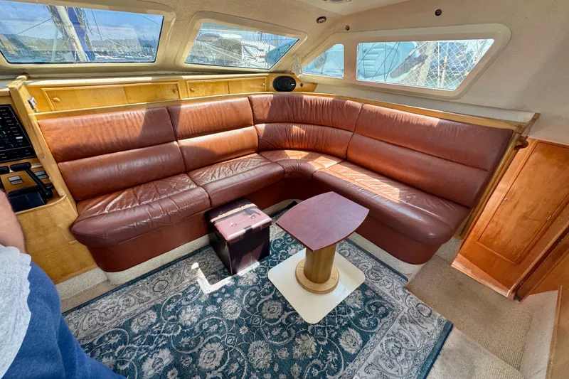 Slide: The Image of Luxurious interior of 2000 St Francis 44 yacht with leather seating and elegant decor. - 12