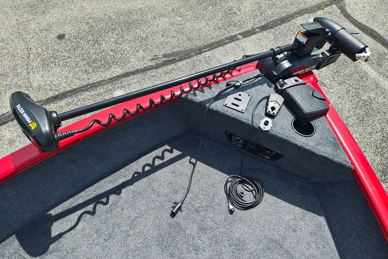 Slide: The Image of 2026 Tracker Pro Guide V-175 WT boat with Minn Kota trolling motor on deck. - 27