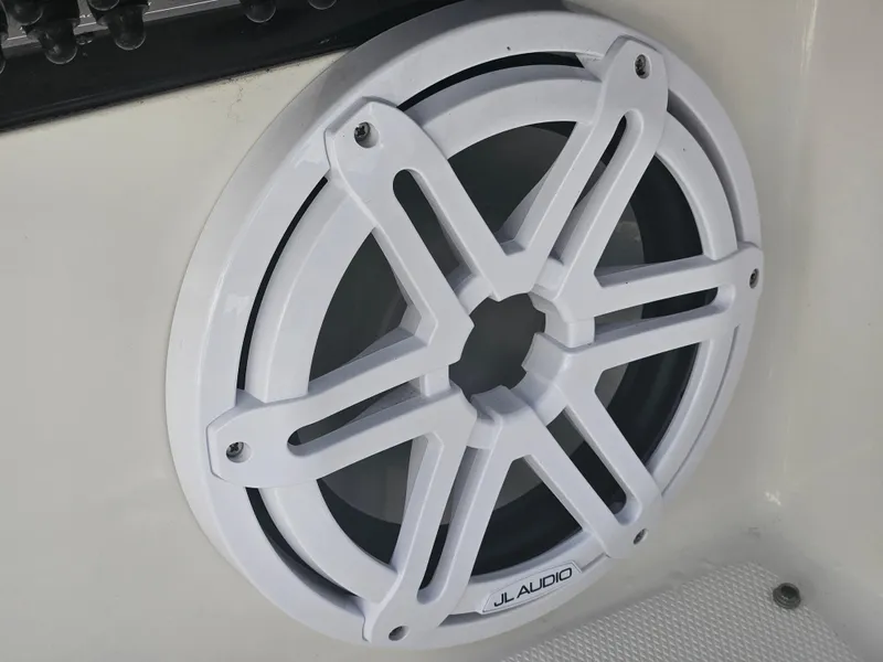 Slide: The Image of JL Audio speaker on 2012 Monterey 244 FS boat. - 13