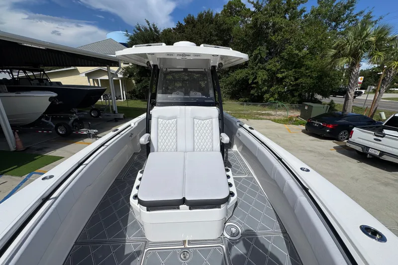 Slide: The Image of 2024 Fountain 34 Center Console boat with sleek seating and modern design. - 26