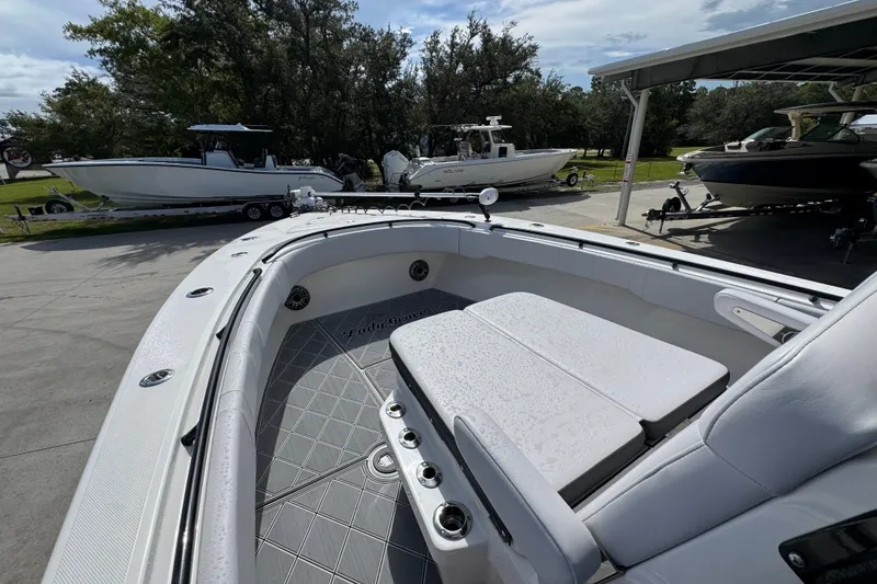 Slide: The Image of 2024 Fountain 34 Center Console boat with sleek seating and modern design. - 22