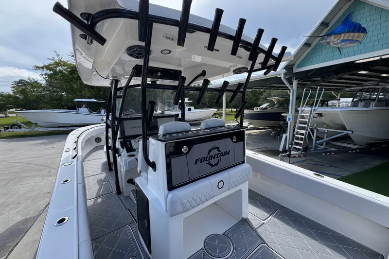 Slide: The Image of 2024 Fountain 34 Center Console boat with sleek design and modern features. - 39
