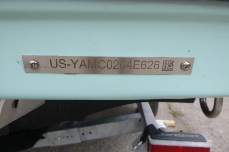 Slide: The Image of Yamaha Boats AR195 2026 model with visible hull identification number plate. - 17