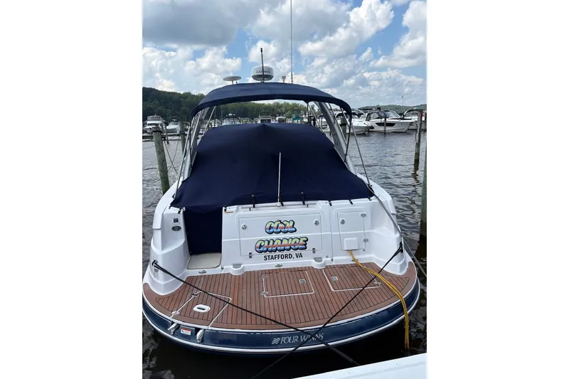 Slide: The Image of 2005 Four Winns 348 Vista boat docked with blue cover, Stafford, VA. - 4