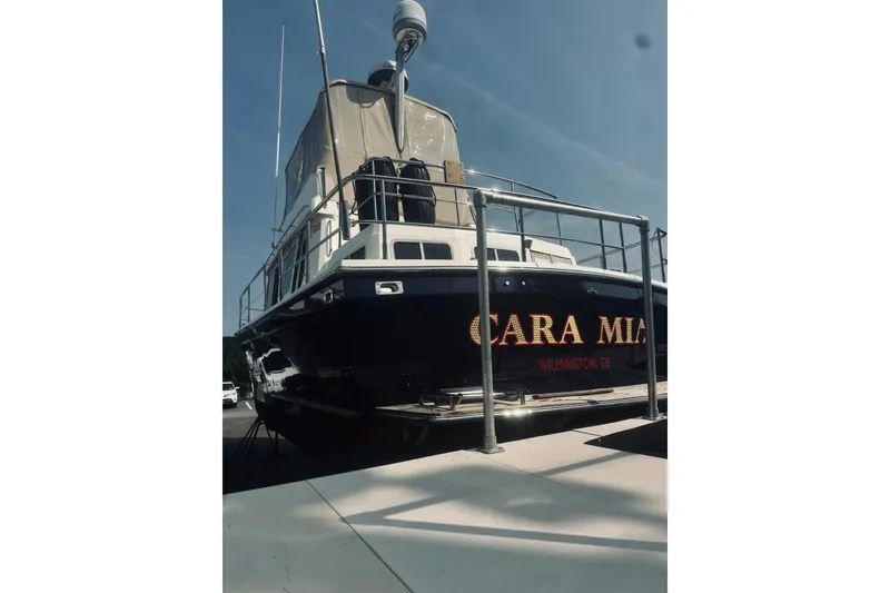 Slide: The Image of 1996 Sabreline 36 Sedan boat named "Cara Mia" docked in Wilmington, DE. - 5