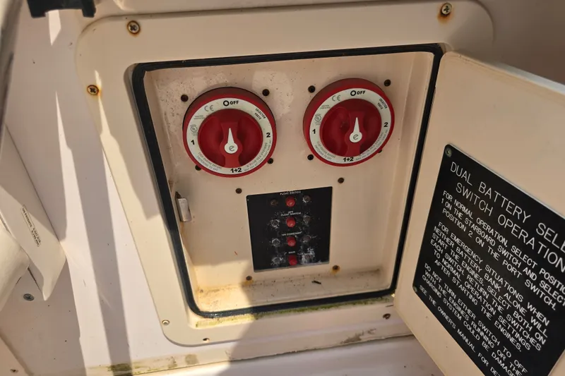 Slide: The Image of Dual battery selector switches on 2008 Grady White 282 Sailfish boat. - 22