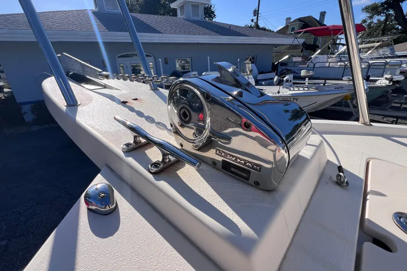 Slide: The Image of Close-up of a 2012 Parker 2320 SL Sport Cabin boat's anchor windlass system. - 22