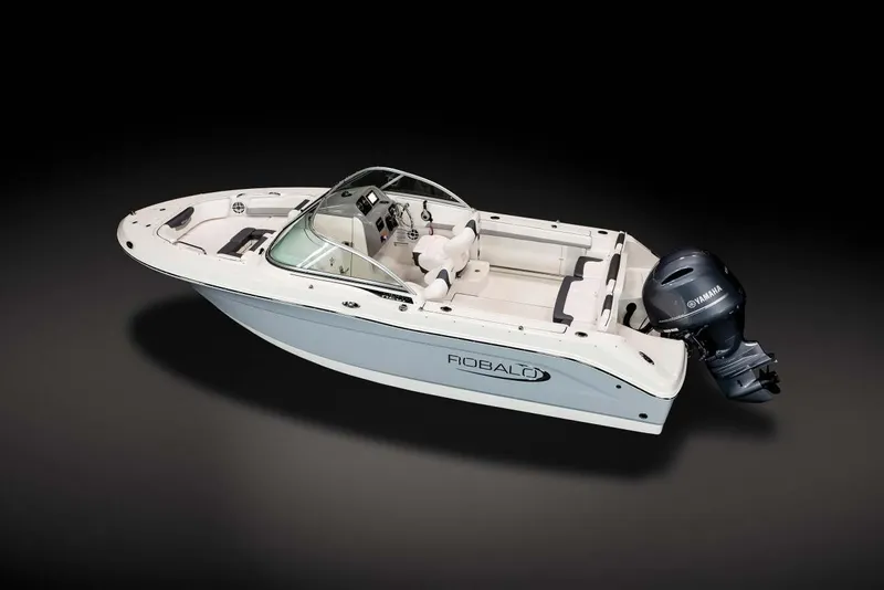 Slide: The Image of Manufacturer Provided Image: 2025 Robalo R207 Dual Console boat with outboard motor, sleek design, and spacious seating. - 4