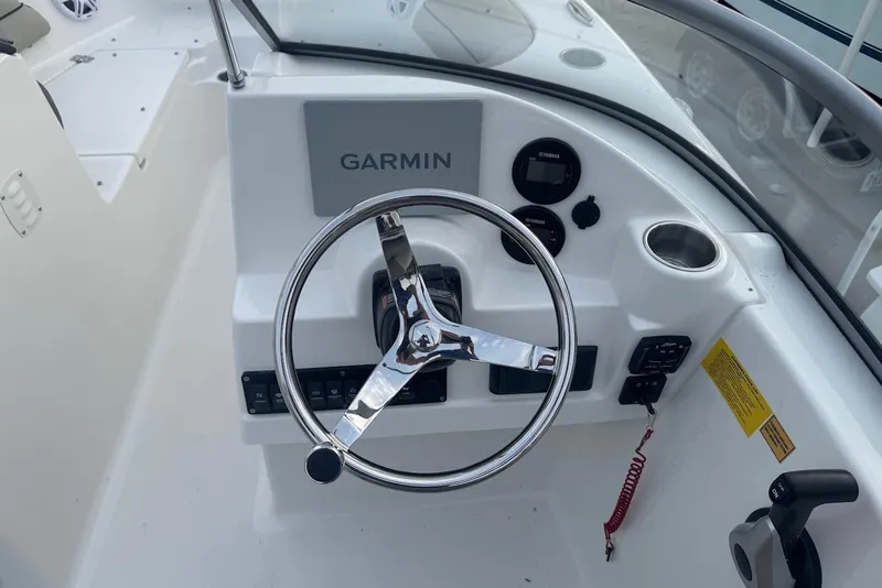 Slide: The Image of Steering console of 2027 Key West 203 DFS boat with Garmin navigation system. - 7