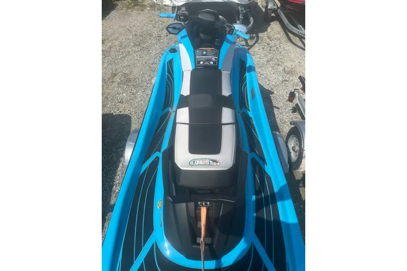 Slide: The Image of 2022 Yamaha WaveRunner GP HO in blue, top view on gravel surface. - 10