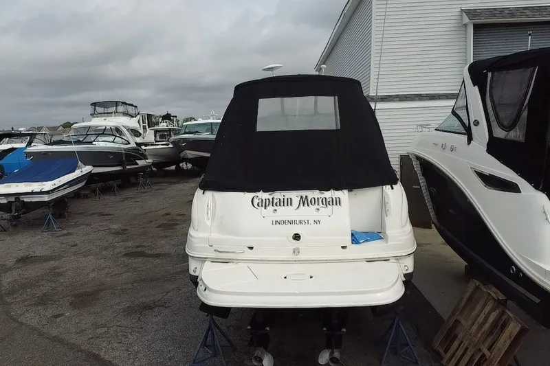 Slide: The Image of 2005 Sea Ray Sundancer 280 boat named "Captain Morgan" in a marina, Lindenhurst, NY. - 2