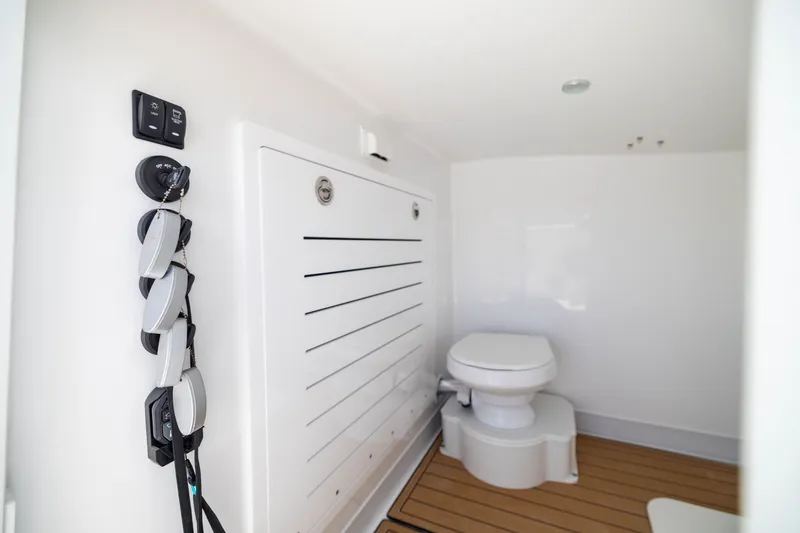 Slide: The Image of Modern bathroom interior on 2026 Front Runner 43 Catamaran, featuring sleek design and functionality. - 61