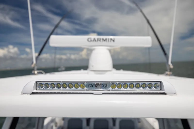 Slide: The Image of 2026 Front Runner 43 Catamaran with Garmin radar and LED light bar on deck. - 25