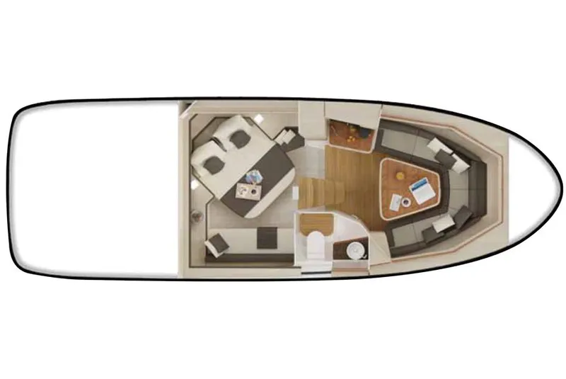 Slide: The Image of Manufacturer Provided Image: 2015 Sea Ray 370 Venture cabin layout with bedroom, bathroom, and living area. - 56