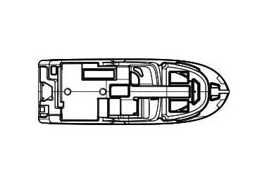 Slide: The Image of Manufacturer Provided Image: Top view schematic of 2025 Edgewater 248CX Crossover boat layout. - 34