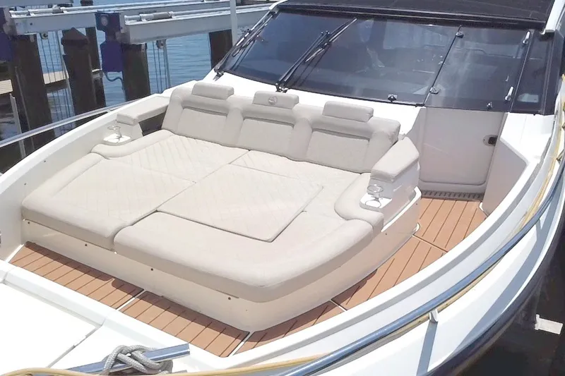 Slide: The Image of Luxurious 2024 Skamander 100 Sorrento boat with spacious sunbathing deck and elegant seating. - 44