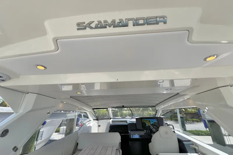 Slide: The Image of Interior view of 2024 Skamander 100 Sorrento yacht, featuring modern design and navigation equipment. - 69