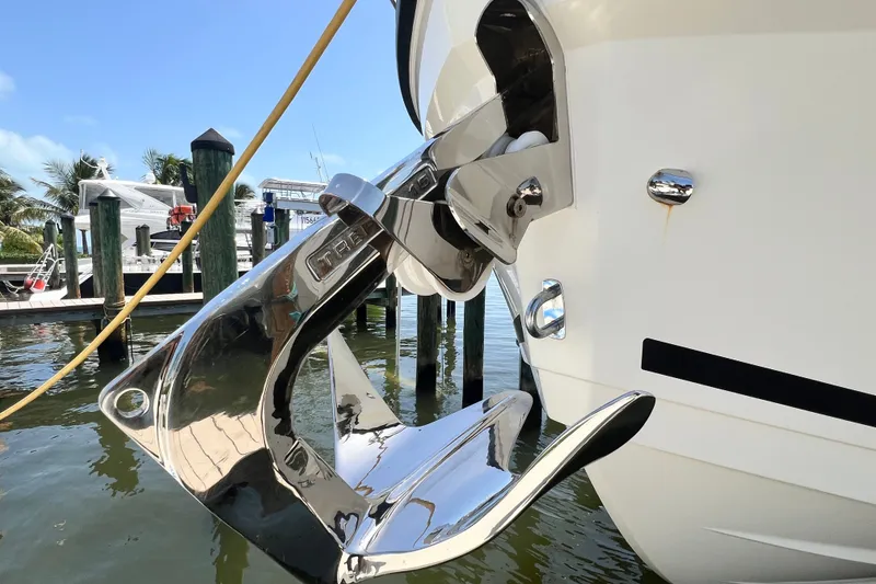 Slide: The Image of 2024 Skamander 100 Sorrento yacht anchor detail at marina. - 39