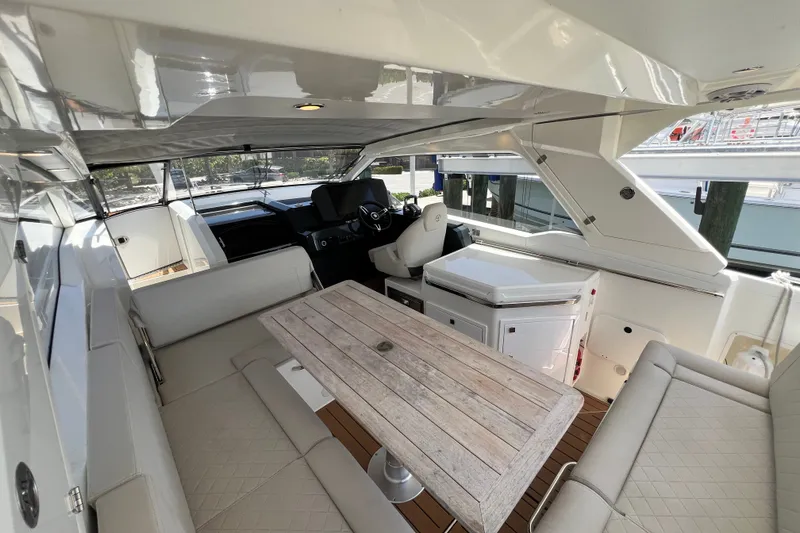 Slide: The Image of Luxurious interior of 2024 Skamander 100 Sorrento yacht with elegant seating and wooden table. - 161