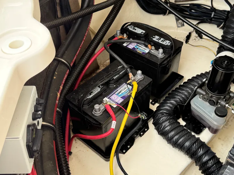 Slide: The Image of Batteries in the engine compartment of a 2006 Chaparral SSi 256. - 43