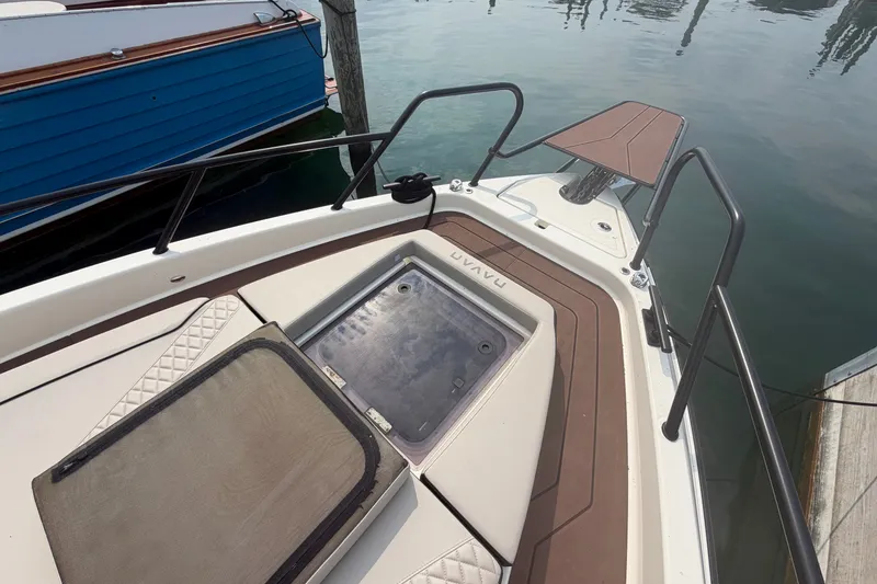 Slide: The Image of Bow of 2025 Navan S30 boat with sleek design and modern features. - 16