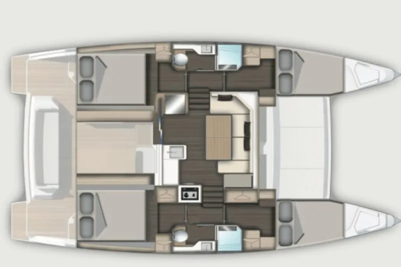 Slide: The Image of Floor plan of 2025 Aventura 37 Trawler, featuring cabins and living areas. - 24