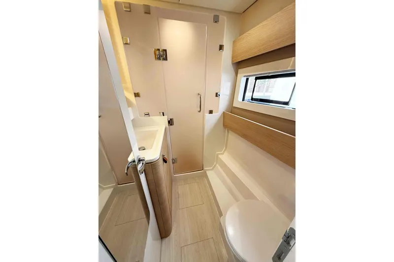 Slide: The Image of Modern bathroom in 2026 Aventura 37 Explorer Trawler, featuring sleek design and compact functionality. - 27
