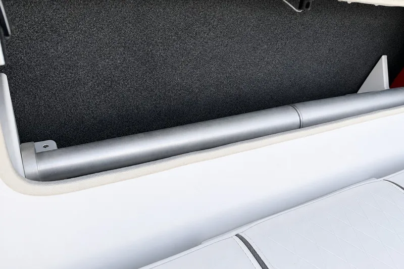 Slide: The Image of 2022 Tahoe 2150 boat interior storage compartment with sleek design and durable materials. - 41