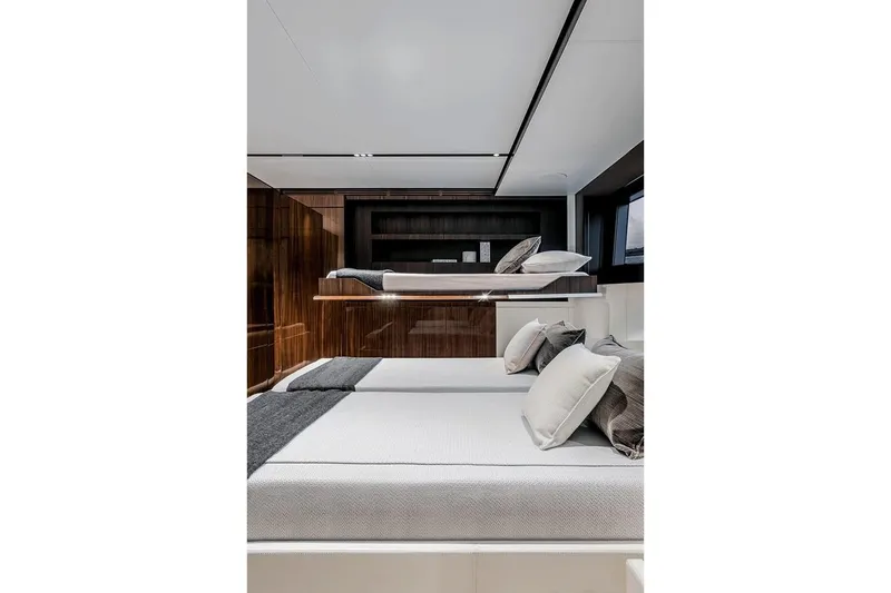 Slide: The Image of Luxurious bedroom interior of 2023 Riva 130' Bellissima yacht with modern design. - 47