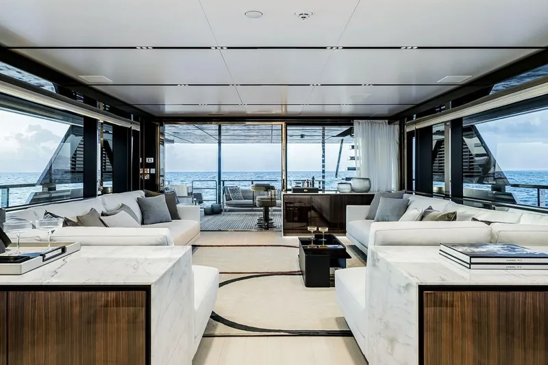 Slide: The Image of Luxurious interior of 2023 Riva 130' Bellissima yacht with ocean view. - 31