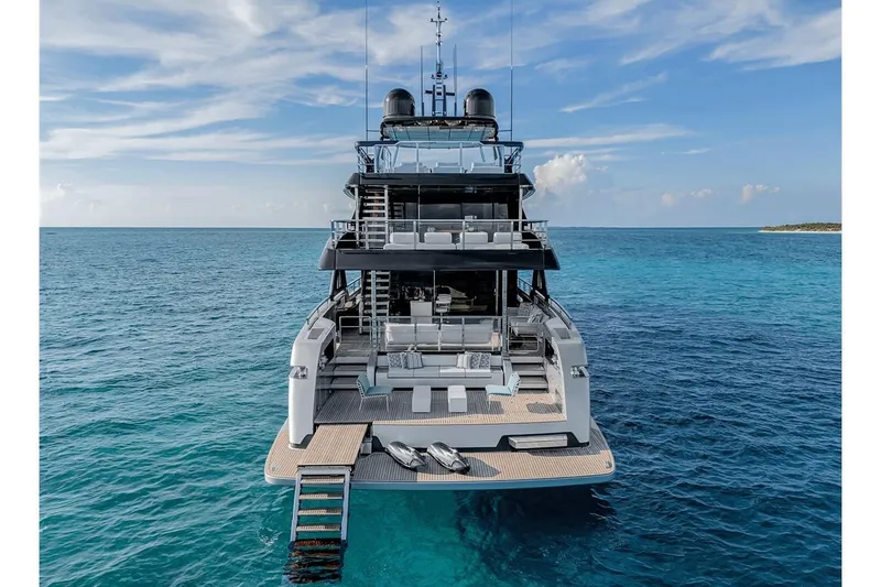 Slide: The Image of Luxurious 2023 Riva 130' Bellissima yacht on serene ocean waters. - 11
