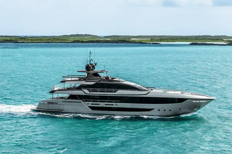 Slide: The Image of Luxury yacht Riva 130' Bellissima 2023 cruising in turquoise waters. - 2