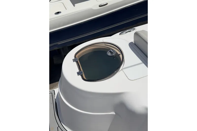 Slide: The Image of 2020 Sea Fox 249 Avenger boat detail with circular hatch and sleek design. - 31